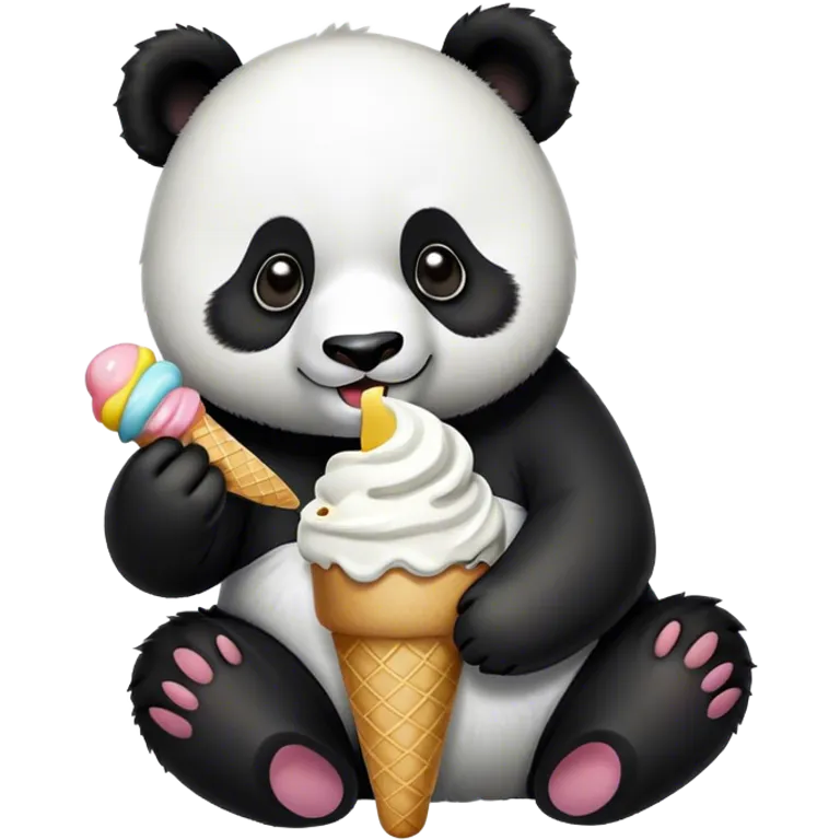 Panda eating ice cream emoji