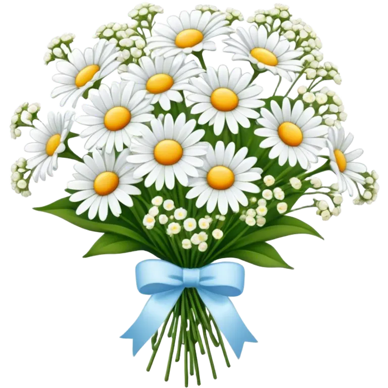 daisy and babies breath bouquet  emoji