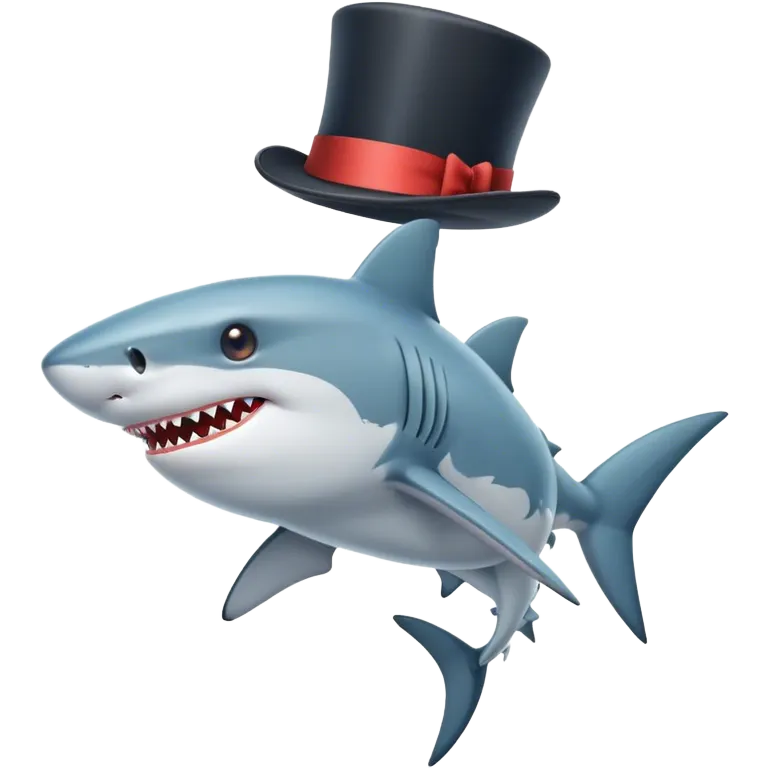 Shark with a top hat emoji