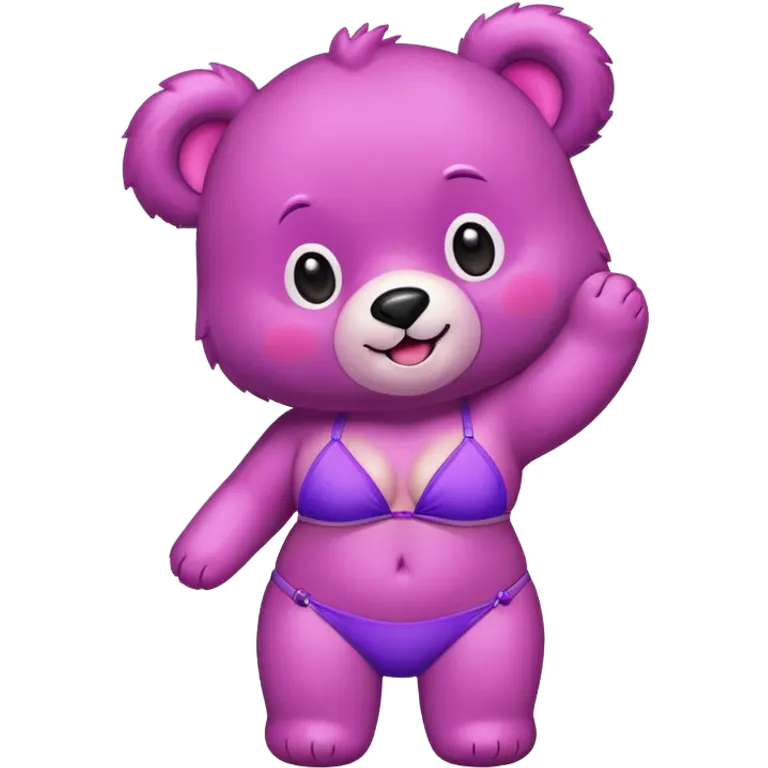 Pink bear wearing a purple bikini emoji
