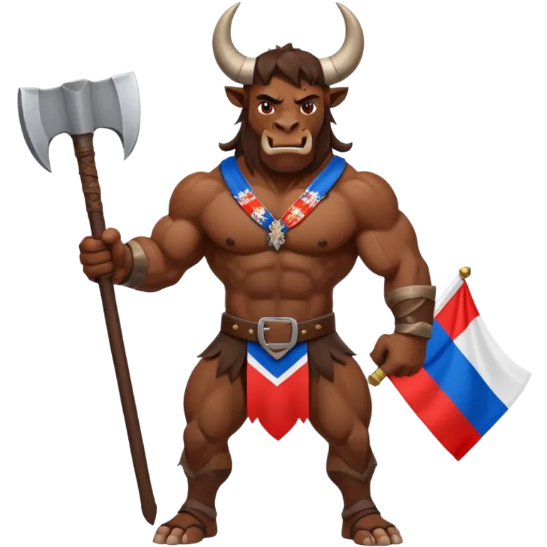 minotauro with axe and russian flag emoji