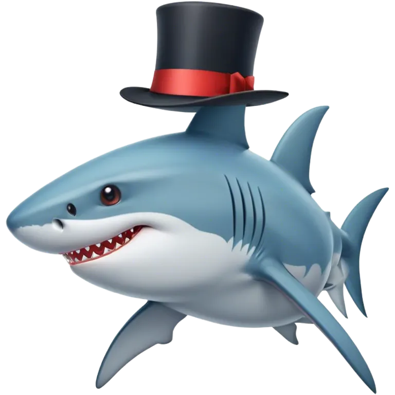 Shark with a top hat emoji