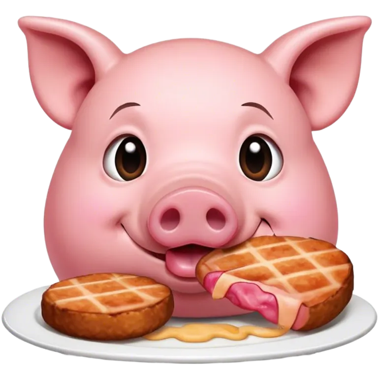 pig is eating cutlets  emoji