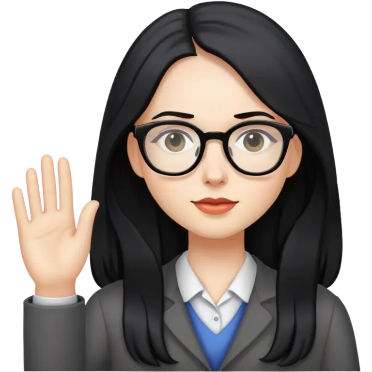 Pale girl with long black hair teacher emoji