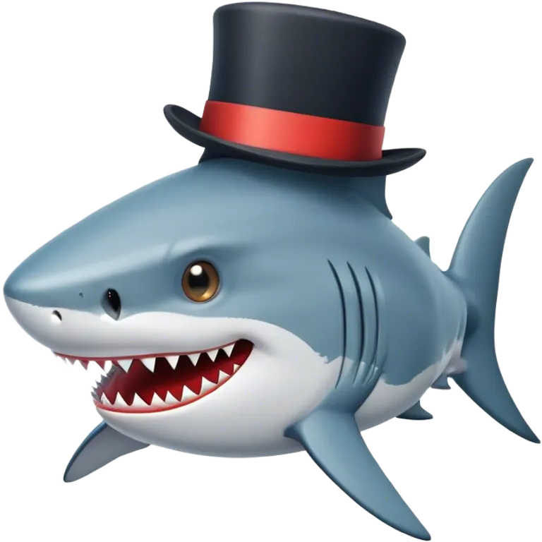 Shark with a top hat emoji