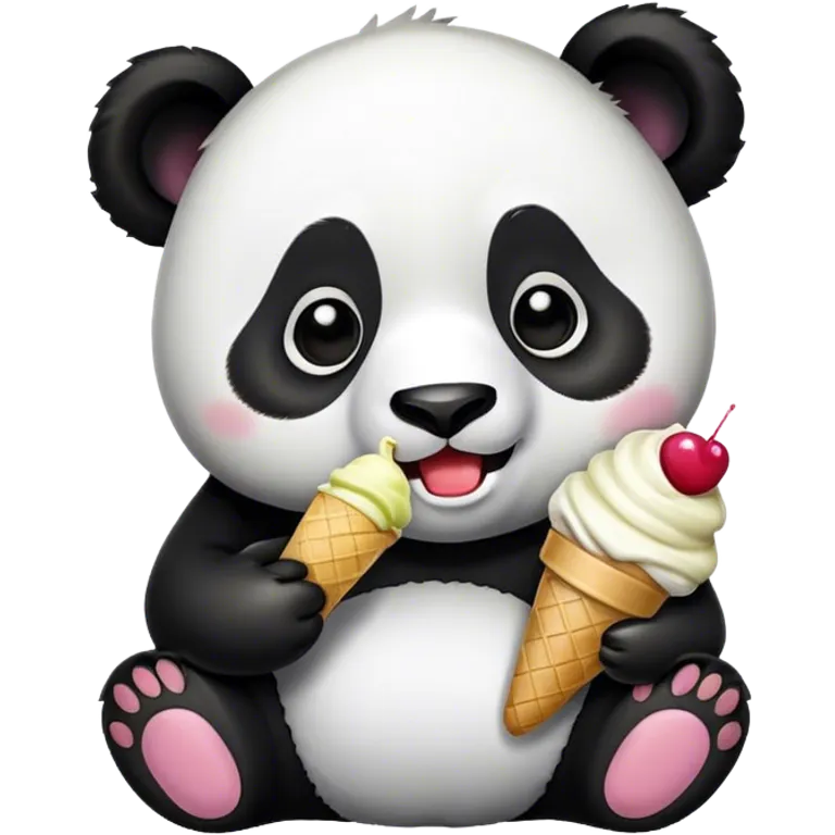 Panda eating ice cream emoji