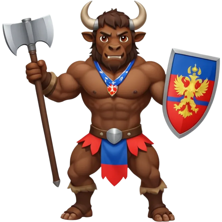 minotauro with axe and russian flag emoji