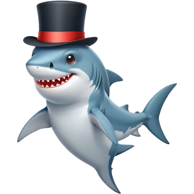 Shark with a top hat emoji