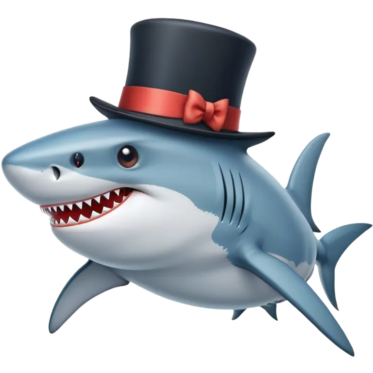 Shark with a top hat emoji