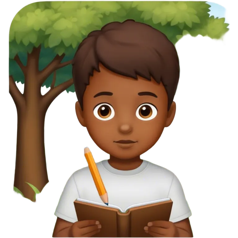 little boy drawing  outdoors emoji