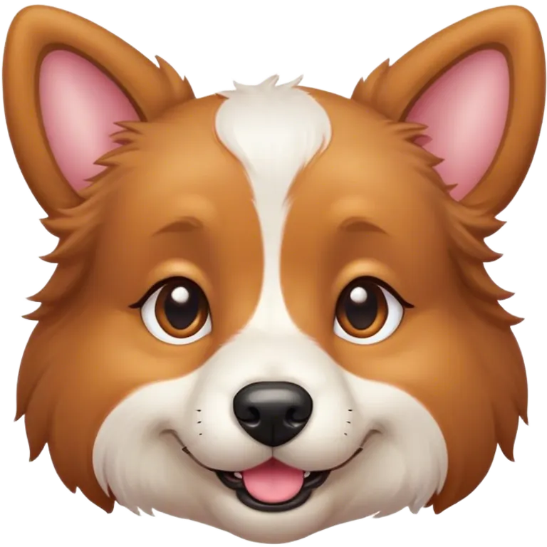 Cinematic Cute Domestic Dog Portrait Emoji, Head tilted playfully and inquisitively, with a delightfully fluffy, friendly build and a characteristically charming face featuring a soft snout and perky ears, accentuated by a glossy coat and round, sparkling eyes full of mischief, Simplified yet irresistibly adorable features, highly detailed, glowing with a warm, friendly glow, high shine, affectionate and lively, stylized with a touch of whimsical cuteness, soft glowing outline, capturing the essence of a mischievous yet loving dog that feels like it could bound out of the screen into your arms! emoji