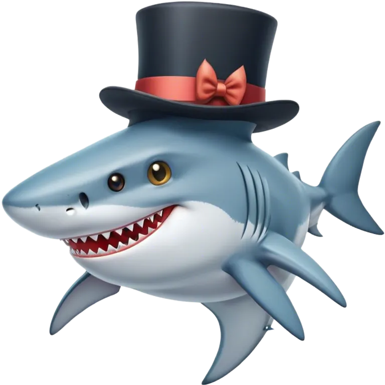 Shark with a top hat emoji