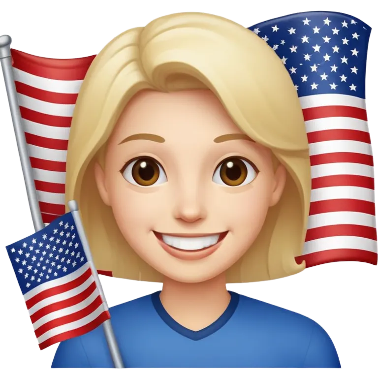 happy American with flag emoji