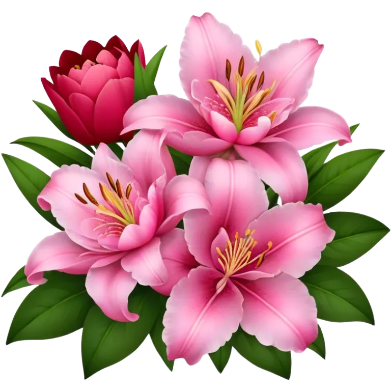 Pinke Lilien und rote Pfingstrosen emoji