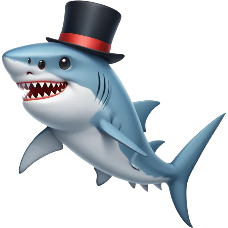 Shark with a top hat emoji