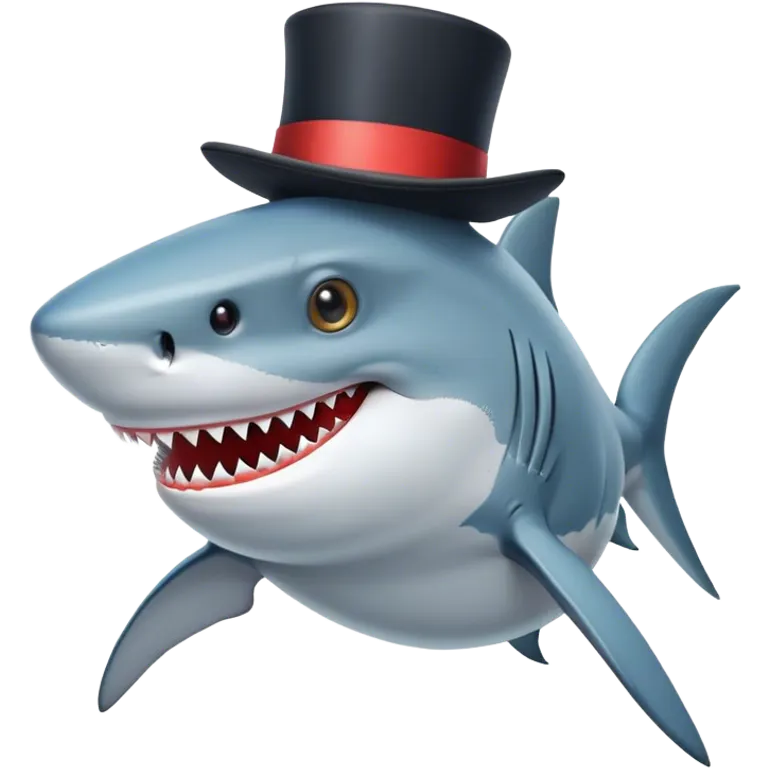 Shark with a top hat emoji