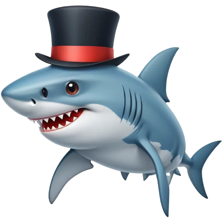 Shark with a top hat emoji