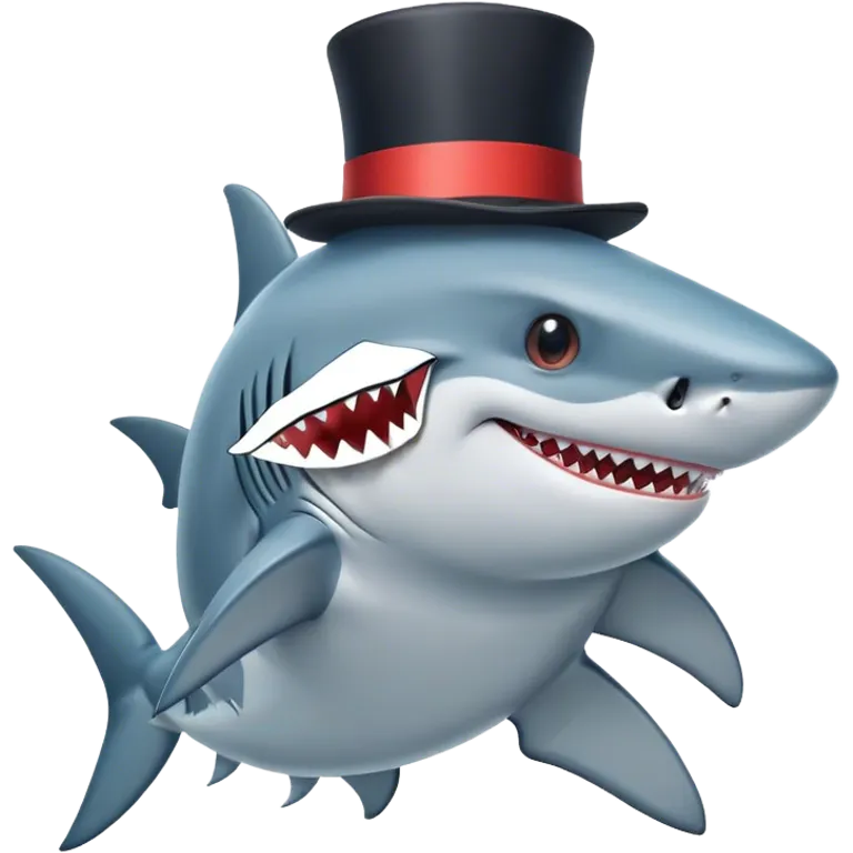 Shark with a top hat emoji