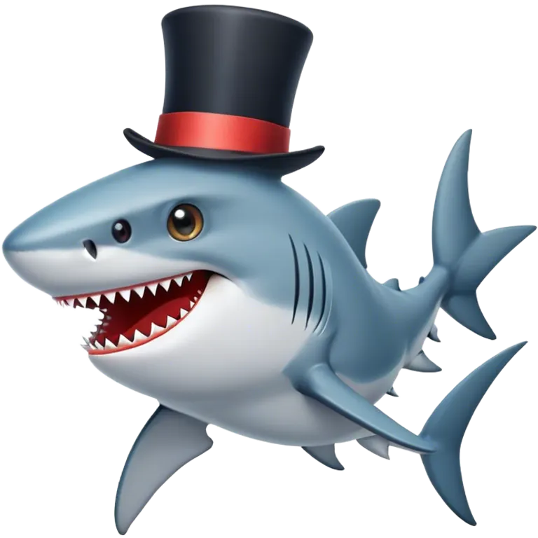 Shark with a top hat emoji