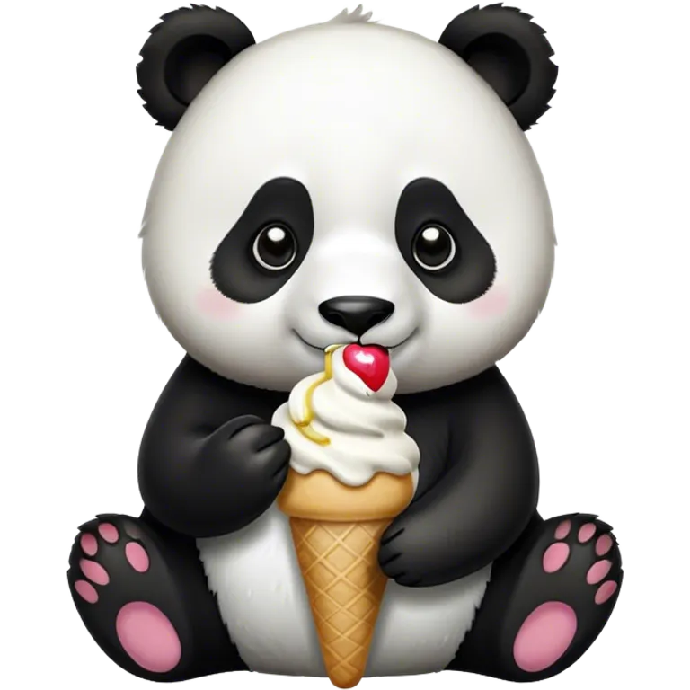 Panda eating ice cream emoji