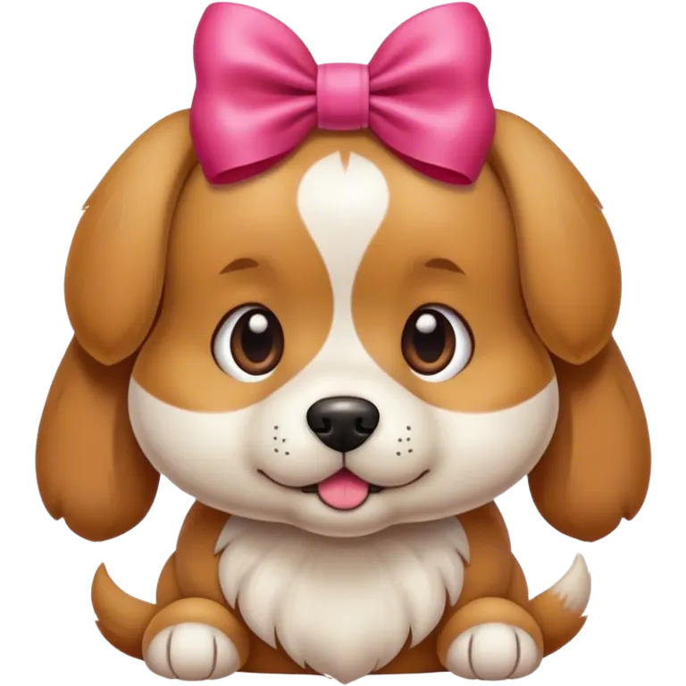 Un perro con un moño emoji