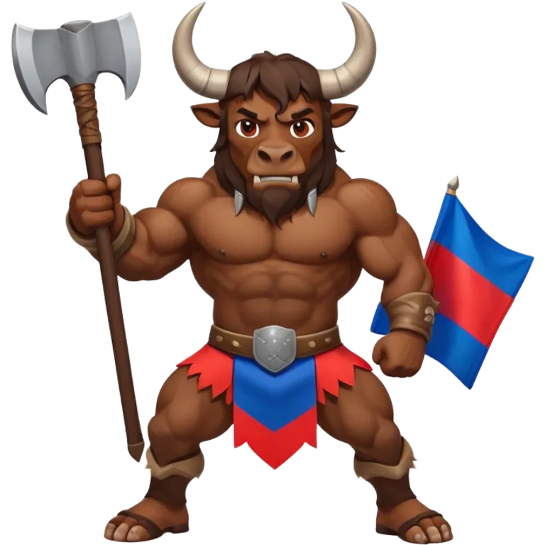 minotauro with axe and russian flag emoji