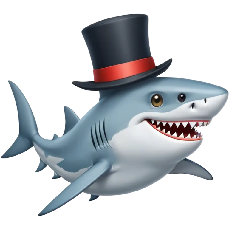 Shark with a top hat emoji