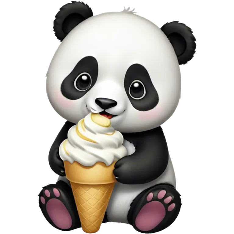 Panda eating ice cream emoji
