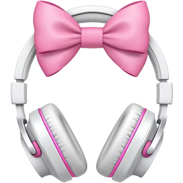 White headphones with pink bows emoji