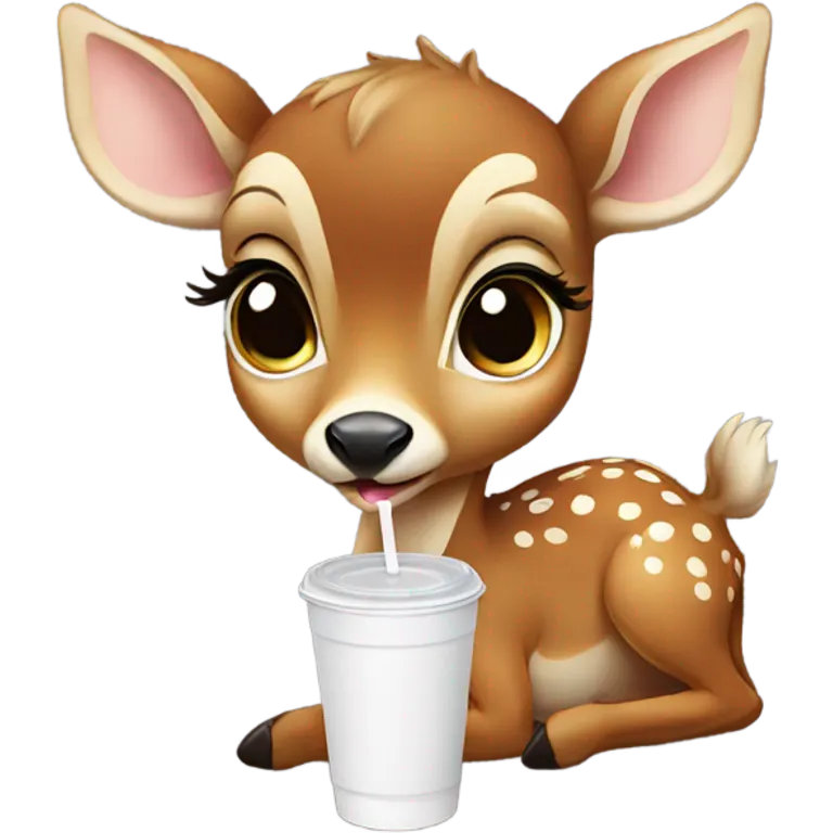 Baby deer drinking iced coffee emoji
