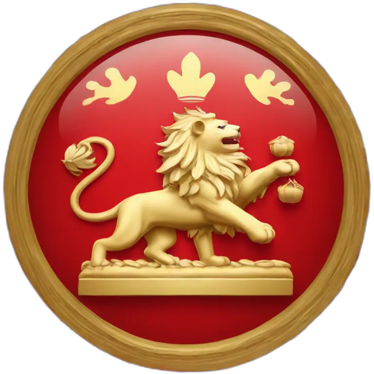 Drapeau avec fond rouge et deux lions en or emoji