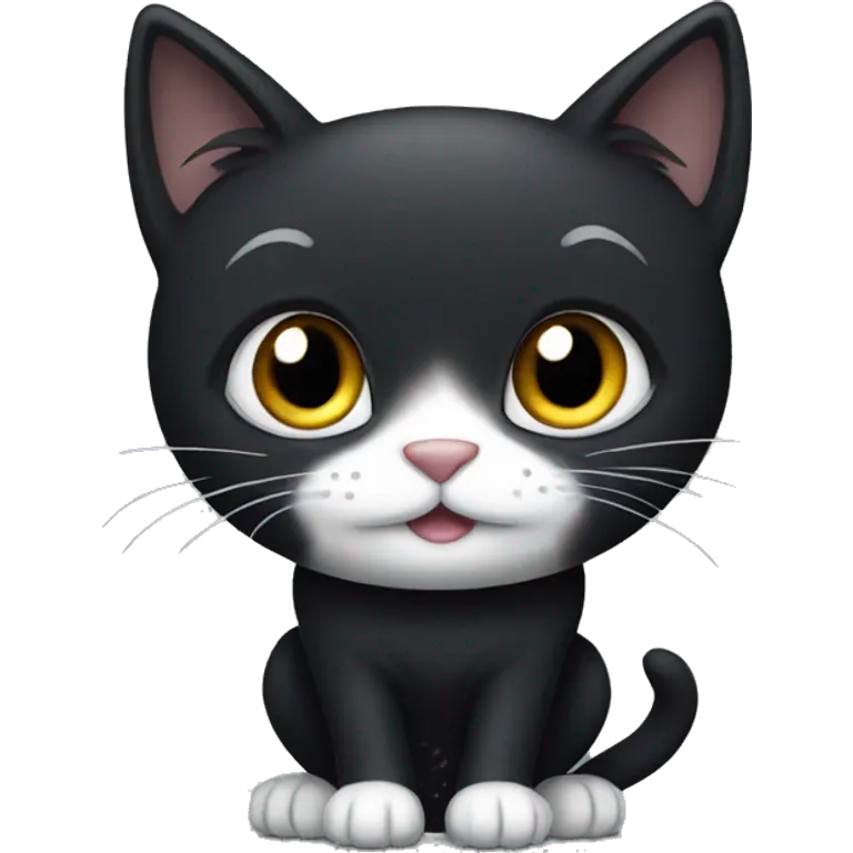 black cat with a white chin and white paws emoji
