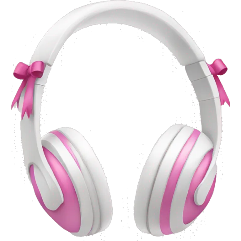 White headphones with pink bows emoji