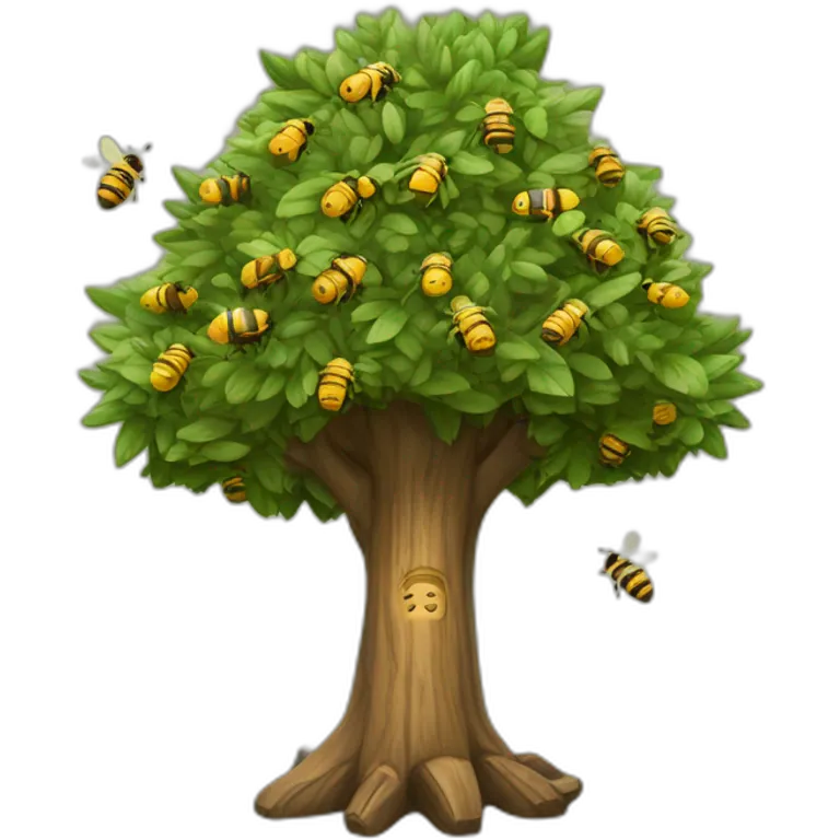 Arbol Algarrobo histórico con abejas tiernas  emoji