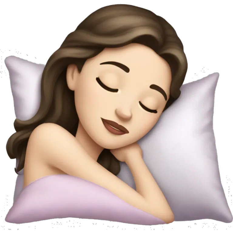 sleeping beauty brunette white girl with a silk pillow emoji