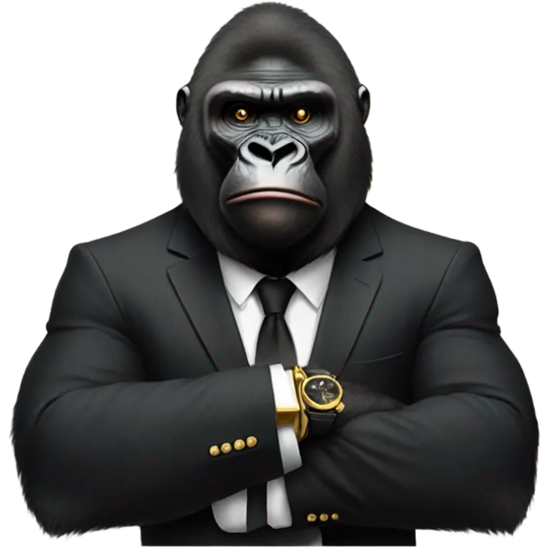 Gorilla wearing a black suit and gold watch  emoji