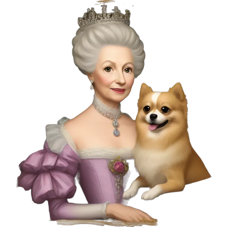 queen charlotte with pomeranian dog emoji