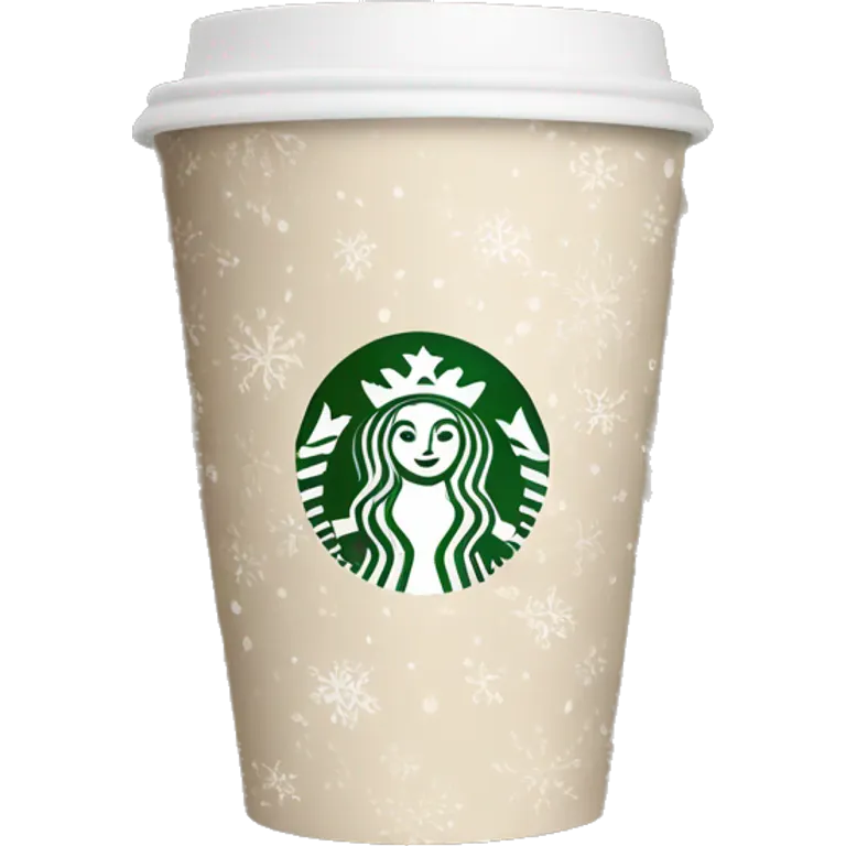 beige starbucks cup with winter pattern emoji