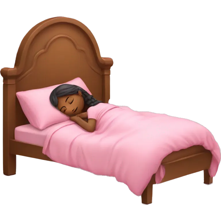 Girl sleeping in pink bed emoji