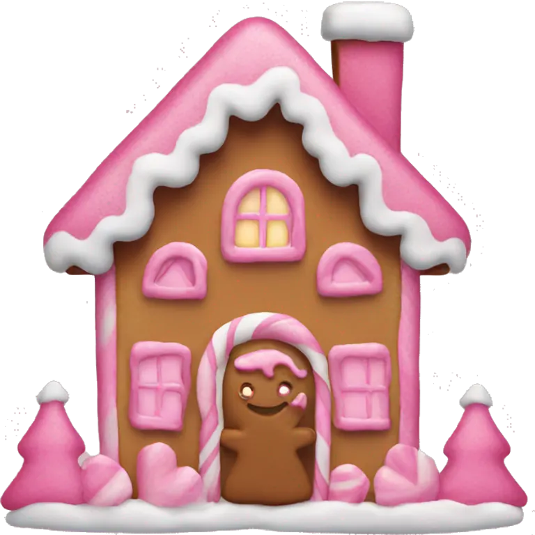 A pink gingerbread house emoji