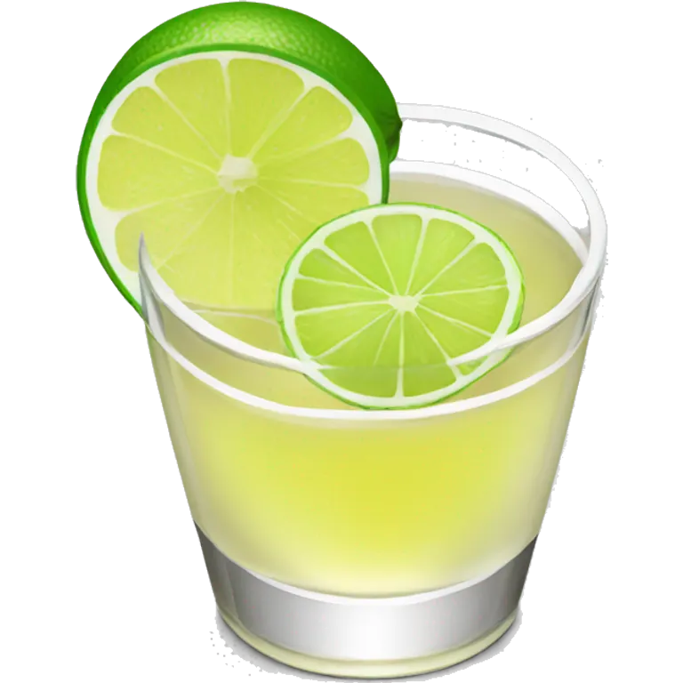 A single tequila shot with slice of green lemon piece emoji