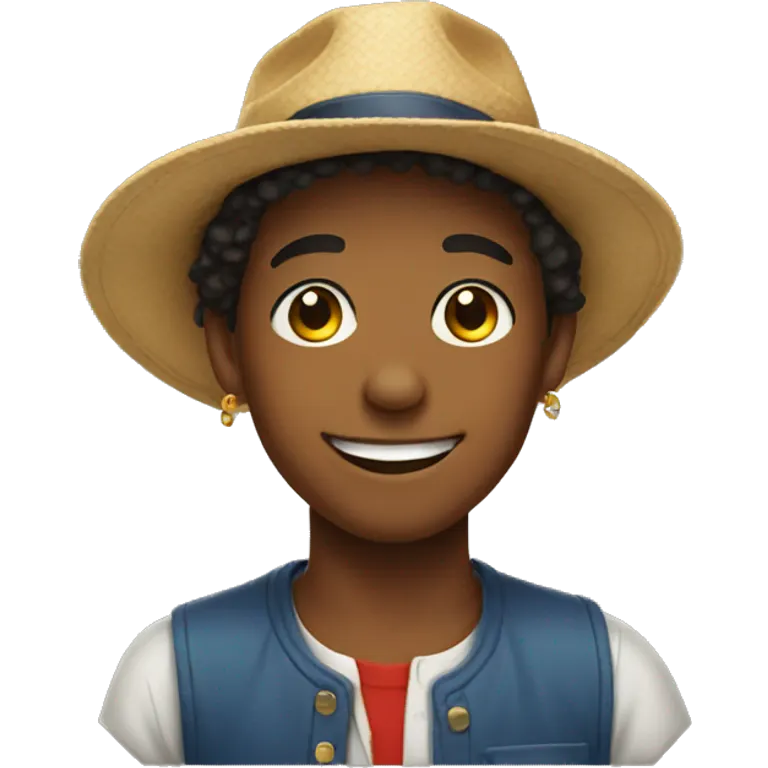 smiling boy with hat and earrings emoji
