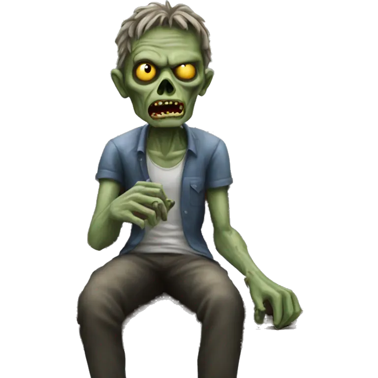 Zombie sitting on a park bench realistic  emoji