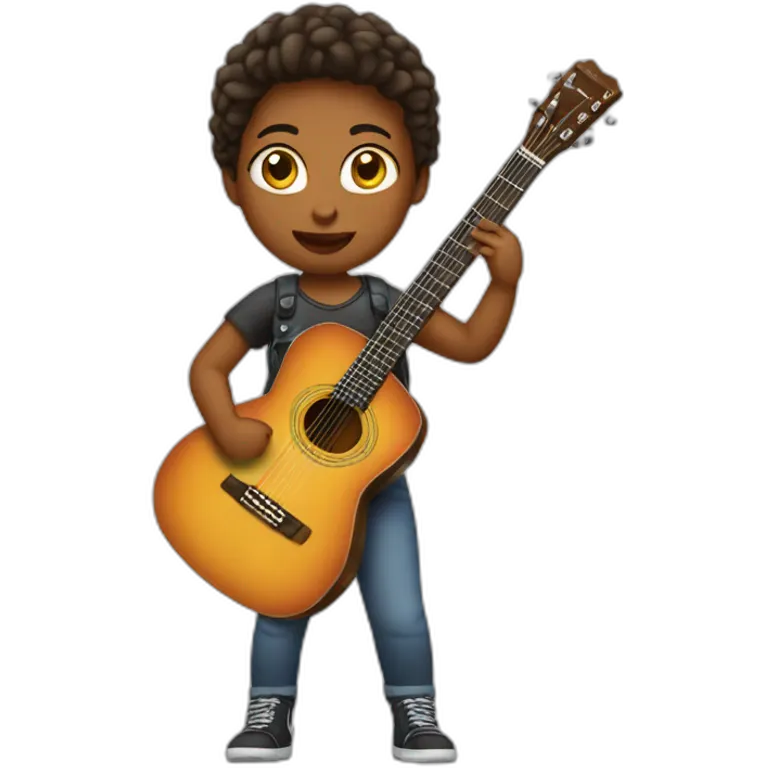 Une fille un peu grosse avec une guitare emoji