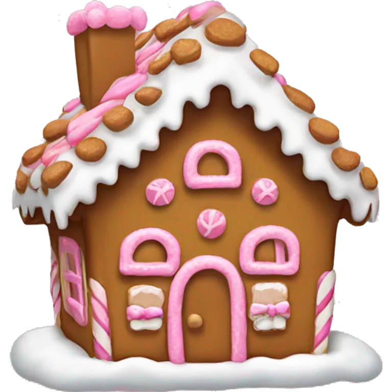 Gingerbread house with a pink bow  emoji