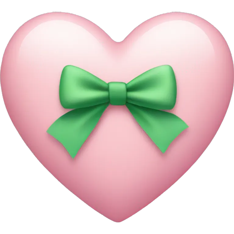 Pastel pink heart with green bow emoji