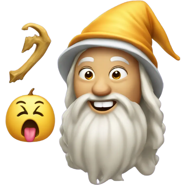 smirk emoji showing his teeth with his tongue out and with a wizard ha emoji