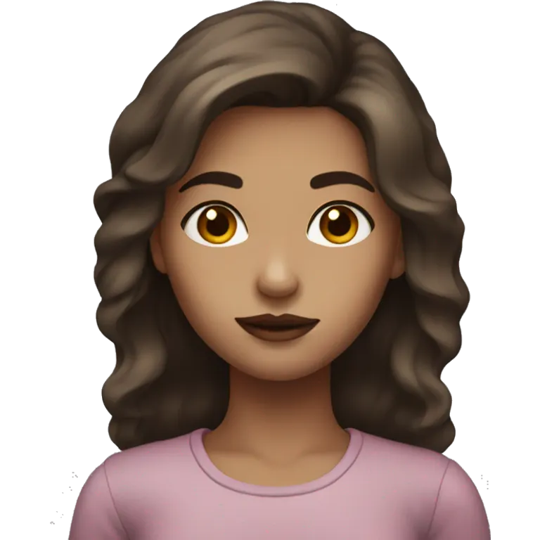girl with brown hair, dark eyes, thick lips emoji