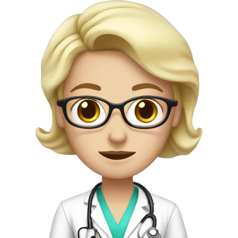 Doctora piel blanca, rubia y de pie emoji