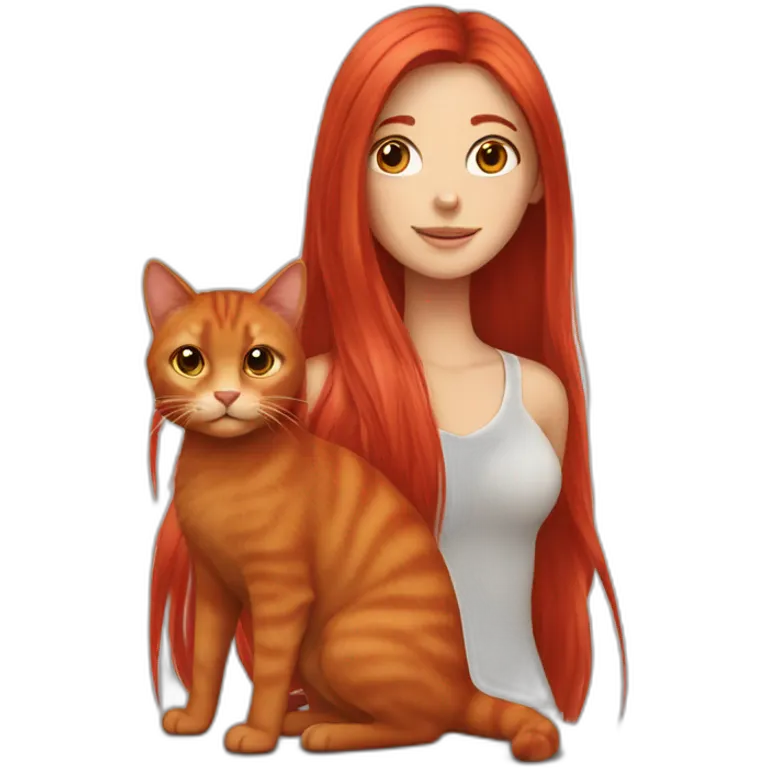 Red long hair girl with red cat emoji